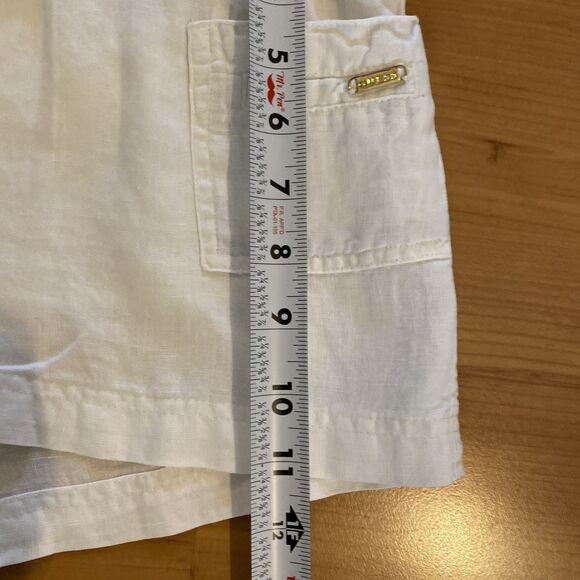 Guess White Size Small Casual Pull On Drawstring Shorts 100% Linen Beachy - Picture 8 of 9